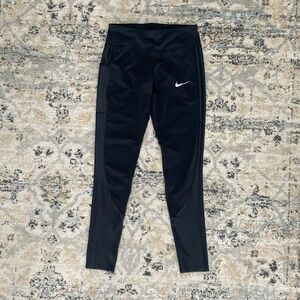 Nike Women's Black Leggings Power Full Length Zip Pocket Tight Fit Sz XS